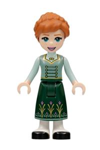Anna - Anna with a dark green skirt with flowers, a sand green vest, and light aqua sleeves - dp160