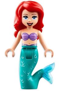 Ariel - Mermaid Ariel with medium lavender shell bra top, dark turquoise tail, and medium blue eyes - dp189