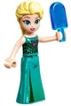 Minifigure wearing dark turquoise dress with a dark green halter top - dp190