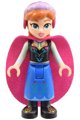 Anna - Blue Skirt, Black Boots and Black Top, Light Aqua Sleeves, Magenta Cape - dp196
