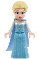 Elsa with a medium azure skirt, medium blue long narrow glitter cape, and open mouth - dp197