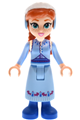 Anna wearing a bright light blue skirt and coat - dp210