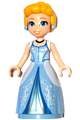 Cinderella in a bright light blue and metallic light blue ball gown with bright light orange hair - dp212