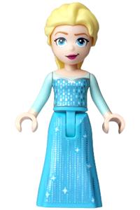 Elsa - Elsa wearing a medium azure dress, medium blue long narrow glitter cape, with a smirk narrow expression - dp240