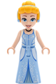 Cinderella with bright light orange hair and reddish brown eyebrows wearing a bright light blue and metallic light blue dress - dp245