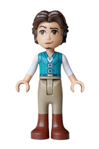 Flynn Rider - Flynn Rider (medium tan) mini-doll wearing a dark turquoise vest with a thin hinge - dp252