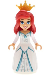 Ariel - Ariel human with medium tan skin wearing a white dress and a pearl gold tiara - dp255