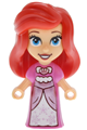 Ariel micro-doll, human with medium tan skin wearing a dark pink dress - dp259