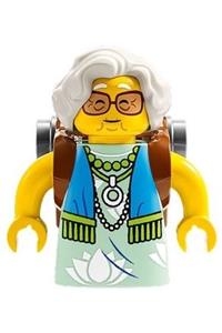 Mrs. Castillo Minifigure - Mrs. Castillo with a reddish brown and flat silver backpack - drm031
