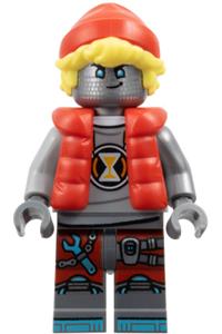 Cooper Minifigure - Cooper Robot with a red cap and puffer vest, includes a clip on the back - drm050
