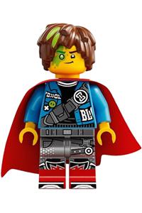 Mateo Minifigure - Mateo wearing a dark azure jacket and a red cape - drm084
