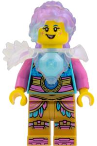 Izzie Minifigure - Izzie wearing satin trans-clear armor with a satin trans-light blue gem - drm111