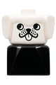 Duplo figure brick with a white head, with a dog on a black base, looking right - dupfig001r