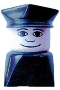 Duplo 2 x 2 x 2 Figure Brick Early, Male on Black Base, Black Police Hat, Wide Smile dupfig002