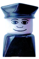 Duplo 2 x 2 x 2 Figure Brick Early, Male on Black Base, Black Police Hat, Wide Smile - dupfig002