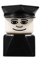 Male Duplo figure on black base with a black police hat and a wide smile - dupfig002