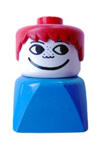 Duplo 2 x 2 x 2 Figure Brick Early, Male on Blue Base, Red Hair, Freckles dupfig005