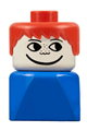 Duplo 2 x 2 x 2 Figure Brick Early, Male on Blue Base, Red Hair, Freckles - dupfig005