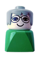 Duplo 2 x 2 x 2 Figure Brick Early, Female on Green Base, Gray Hair, Glasses - dupfig006