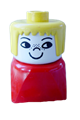 Duplo 2 x 2 x 2 Figure Brick Early, Female on Red Base, Yellow Hair, Freckles - dupfig011
