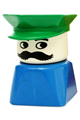 Duplo 2 x 2 x 2 Figure Brick Early, Male on Blue Base, Green Police Hat - dupfig012