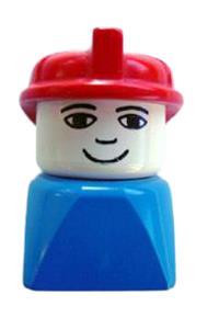 Duplo Male on Blue Base - Male Duplo figure on a blue base with a red hat - dupfig016