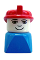 Duplo 2 x 2 x 2 Figure Brick Early, Male on Blue Base, Red Hat - dupfig016