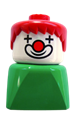 Duplo 2 x 2 x 2 Figure Brick Early, Clown on Green Base, Red Hair - dupfig017