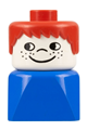 Duplo 2 x 2 x 2 Figure Brick Early, Male on Blue Base, Red Hair, Cheek Freckles - dupfig018