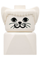 Duplo 2 x 2 x 2 Figure Brick Early, Cat on White Base, White Head - dupfig020