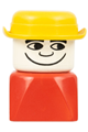 Duplo 2 x 2 x 2 Figure Brick Early, Male on Red Base, Yellow Derby Hat - dupfig023