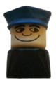Duplo 2 x 2 x 2 Figure Brick Early, Male on Black Base, Blue Police Hat - dupfig037