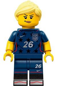 Female Soccer Player Minifigure - Female soccer player wearing a US Team Stars jersey - edi009