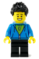 Male with Black Spiked Hair, Dark Azure Hoodie, Lime Shirt, and Black Legs - edu007