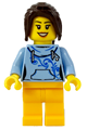 Female with Long Dark Brown Hair, Bright Light Blue Hoodie, and Bright Light Orange Legs - edu008