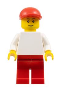 Lifeguard Minifigure - Lifeguard with plain white torso and arms, wearing red legs and a matching red cap - edu011