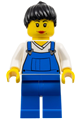 Female dock worker wearing blue overalls with a black ponytail - edu017