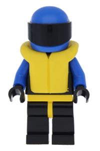 Extreme Team Member Minifigure - A member of the Extreme Team wearing a plain blue helmet and a blue life jacket - ext002