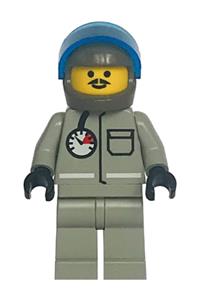 Extreme Team Member Minifigure - Gray minifigure from the Extreme Team theme with a dark gray helmet - ext003a