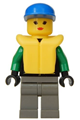 Green Extreme Team member wearing dark gray legs, a blue cap, and a life jacket - ext004