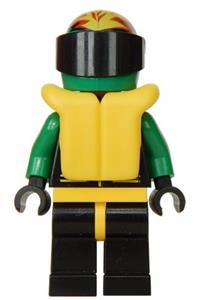 Extreme Team - Green, Black Legs with Yellow Hips, Green Flame Helmet, Life Jacket ext005