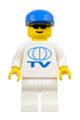 Camera Crew wearing a blue cap with white legs and TV logo large pattern - ext011