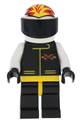 Minifigure with a white flame helmet from the Extreme Team theme - ext012