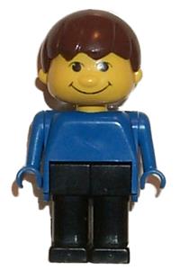 Basic Figure Human Boy Blue, Black Legs, Brown Hair fab13a
