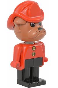 Fabuland Barty Bulldog - Bulldog Fabuland figure number 7 wearing a fire helmet - fab2f