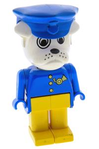 Fabuland Boris Bulldog - Bulldog Fabuland figure number 3 wearing a police hat with a post pattern - fab2j