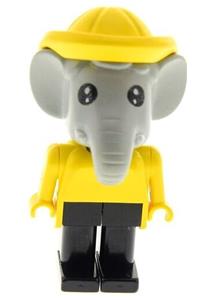 Fabuland Edward Elephant Fisherman - Elephant Fabuland figure 4 wearing a yellow hat with black eyes - fab5d