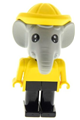 Elephant Fabuland figure 4 wearing a yellow hat with black eyes - fab5d