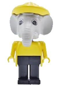Fabuland Edward Elephant - Elephant figure from the Fabuland collection, wearing a yellow hat and having white eyes - fab5i