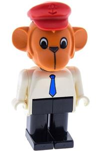 Fabuland Mike Monkey - Monkey figure from Fabuland wearing a red hat - fab8b